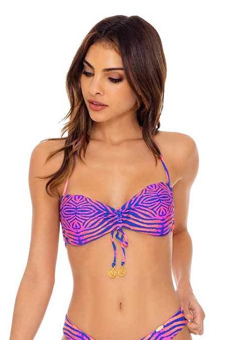 Luli Fama Puerto Aventura REVERSIBLE DRAWSTRING HALTER BANDEAU TOP